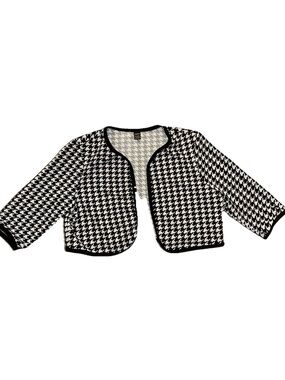 SHEIN Black & White Houndstooth Cropped Blazer for Kids